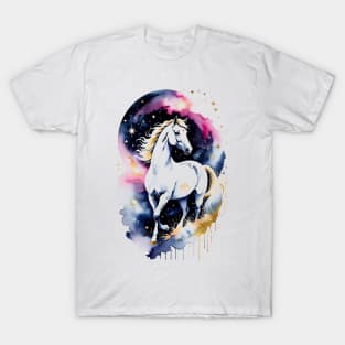 Cosmic White Horse T-Shirt